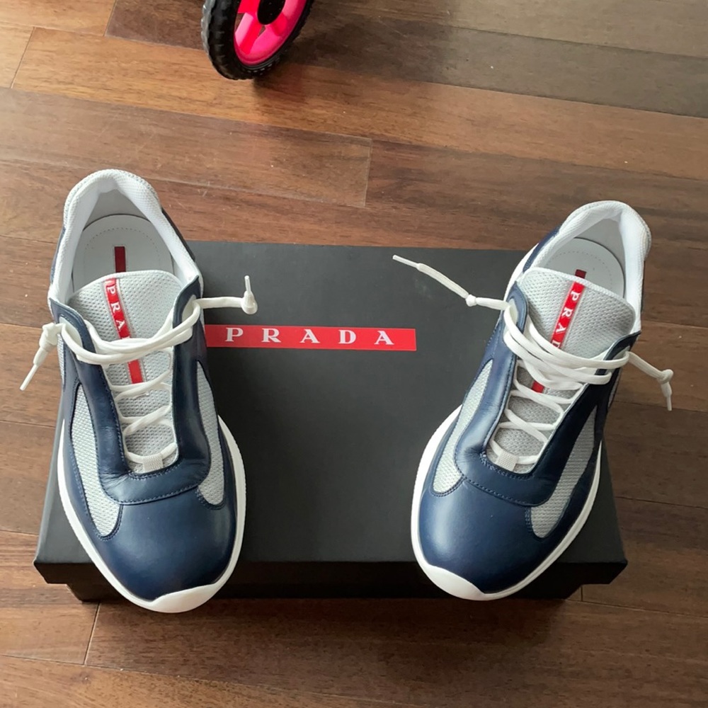 Prada Navy Blue and White Men's Sneakers